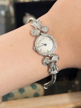 Vintage 18k Platinum Diamon Bracelet Watch